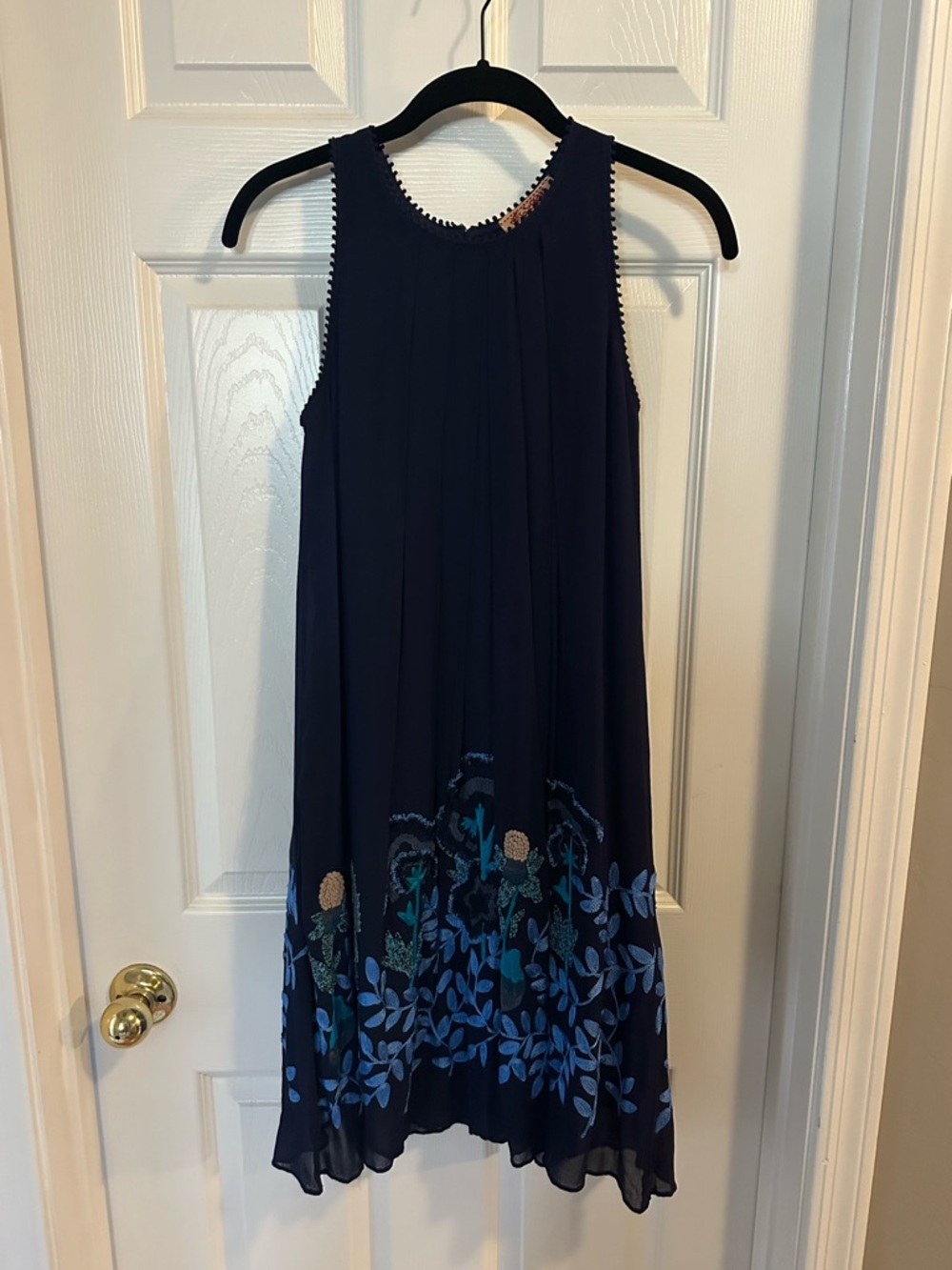 Anthropologie Navy Beaded Dress